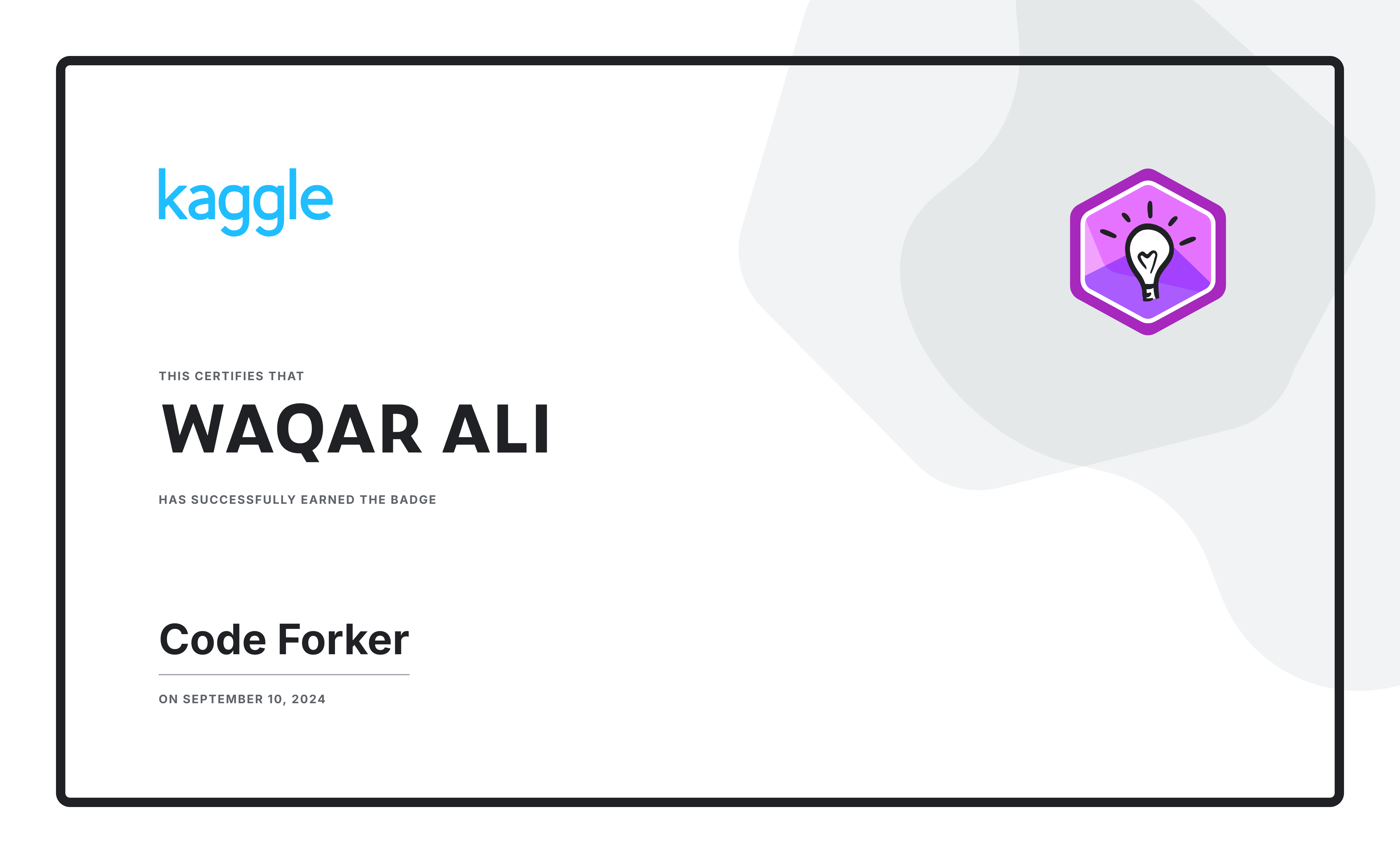 Kaggle Code Forker badge